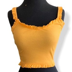 Me to we yellow ruffle tank top
